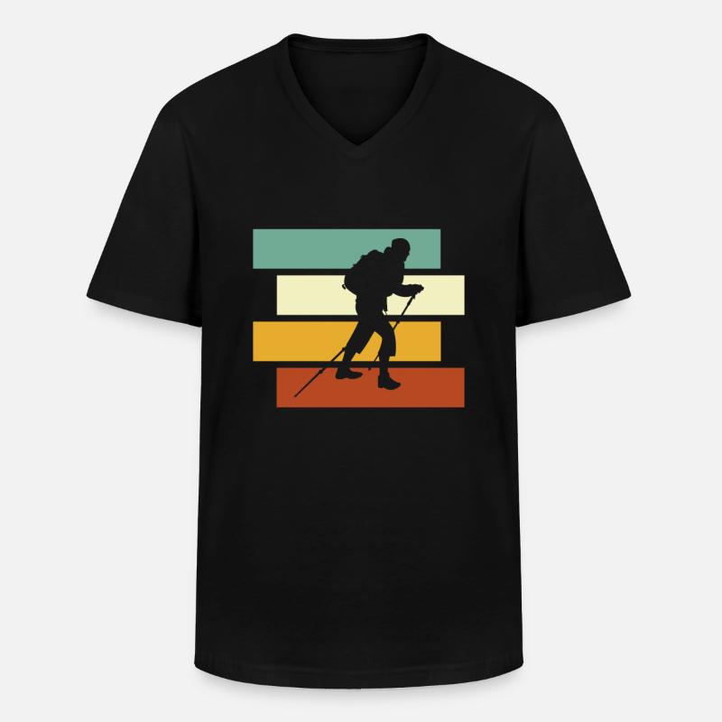 Bergsteigen Retro - Männer-T-Shirt mit V-Ausschnitt - Schwarz