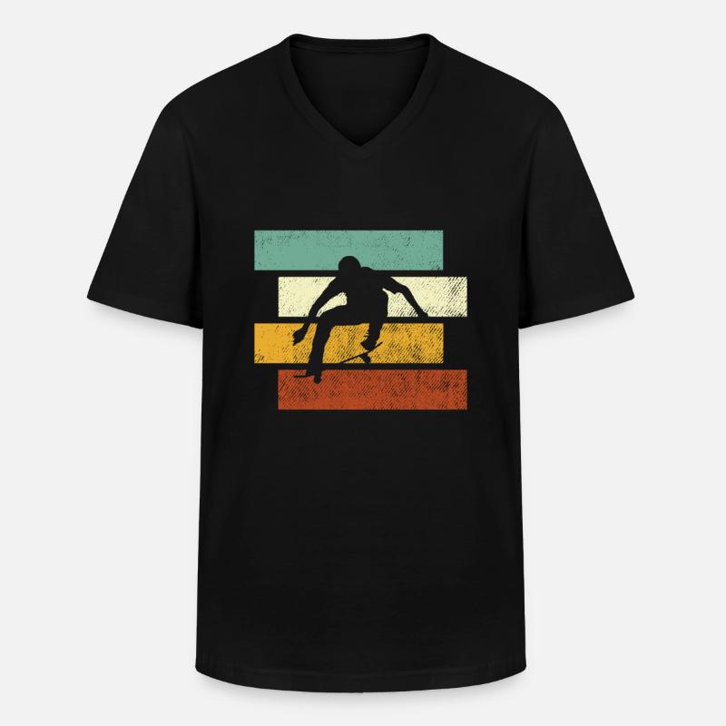 Skating Retro - Männer-T-Shirt mit V-Ausschnitt - Schwarz