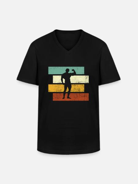 Body building Retro - Men's V-Neck T-Shirt - black