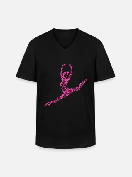 Gymnastik - Männer-T-Shirt mit V-Ausschnitt - Schwarz