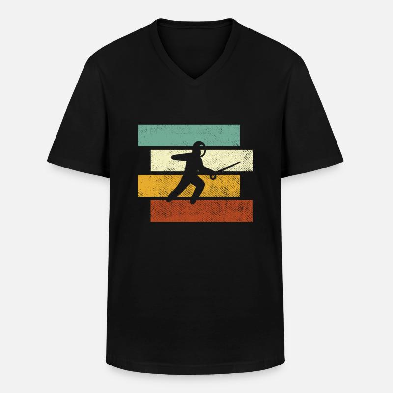 Fechten Retro - Männer-T-Shirt mit V-Ausschnitt - Schwarz
