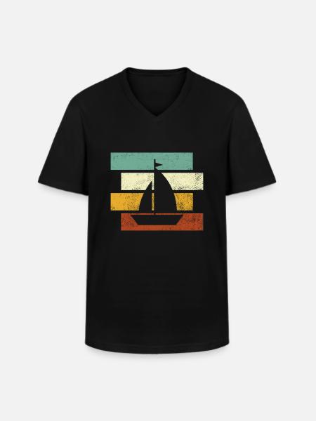 Sailing Retro - Men's V-Neck T-Shirt - black