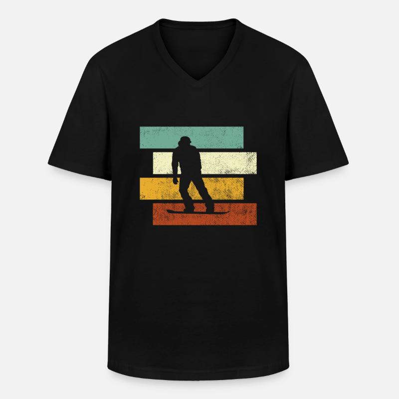 Snowboarding Retro - Männer-T-Shirt mit V-Ausschnitt - Schwarz