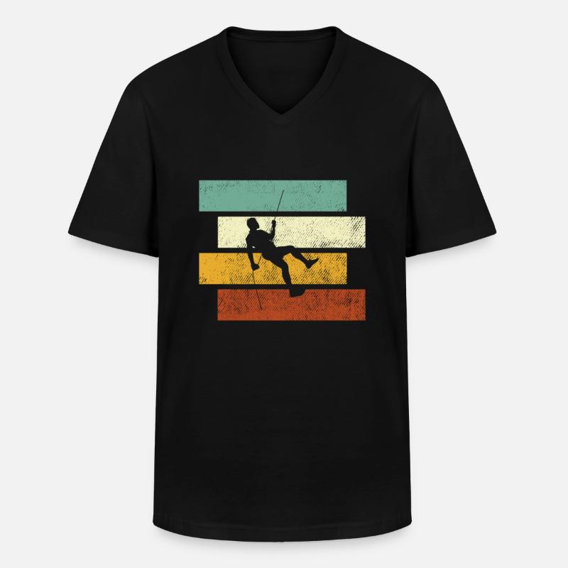 Klettern Retro - Männer-T-Shirt mit V-Ausschnitt - Schwarz