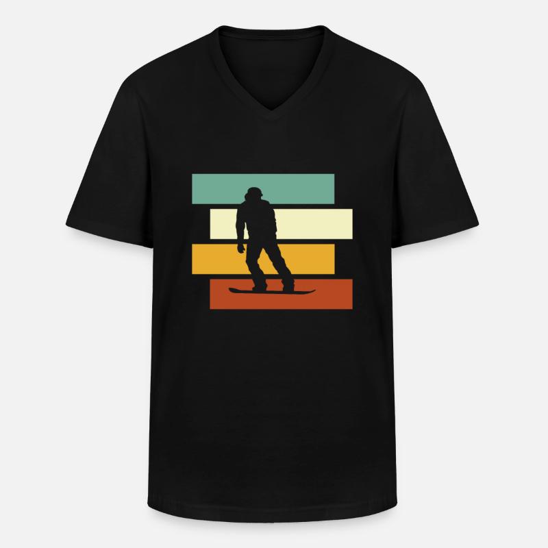 Snowboarding Retro - Männer-T-Shirt mit V-Ausschnitt - Schwarz