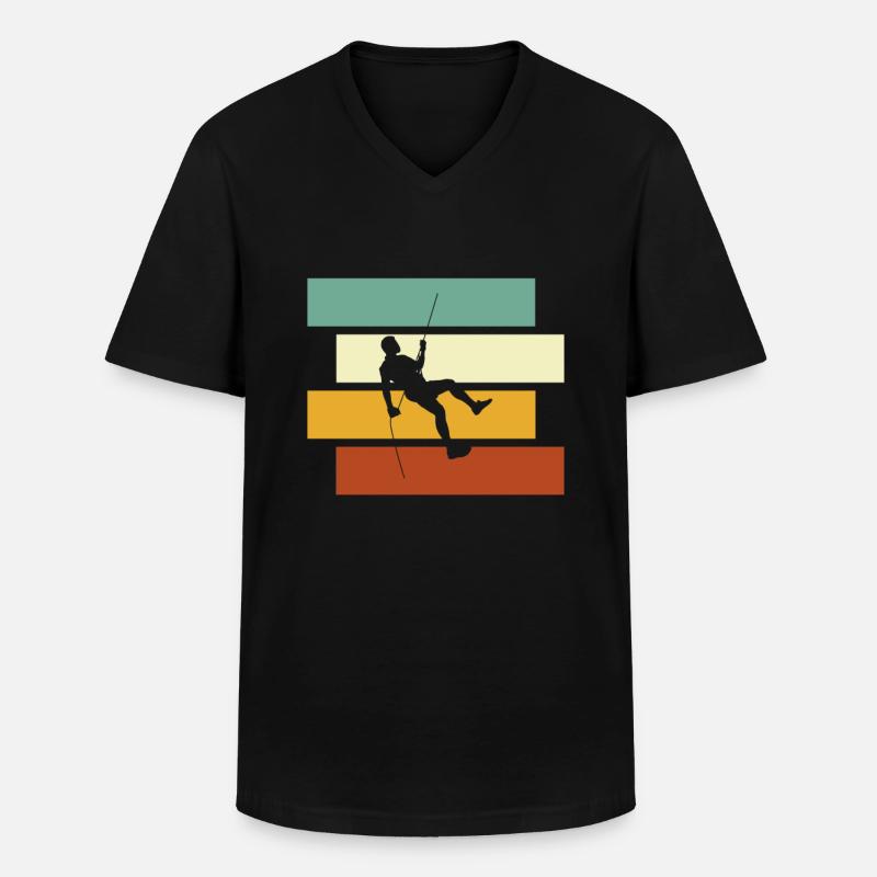 Klettern Retro - Männer-T-Shirt mit V-Ausschnitt - Schwarz
