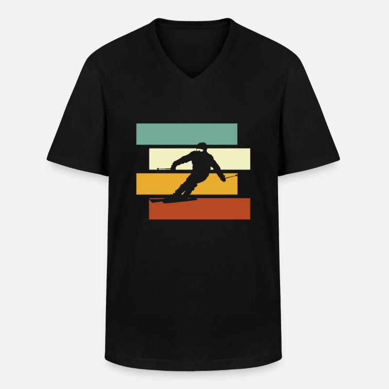 Ski Retro - Männer-T-Shirt mit V-Ausschnitt - Schwarz