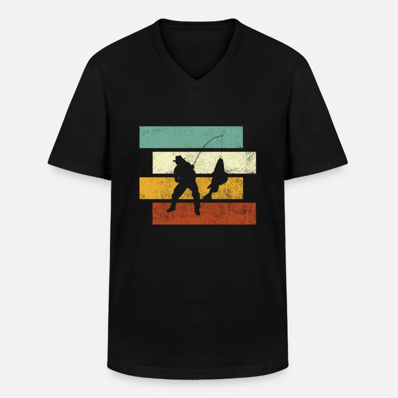 Angeln Retro - Männer-T-Shirt mit V-Ausschnitt - Schwarz