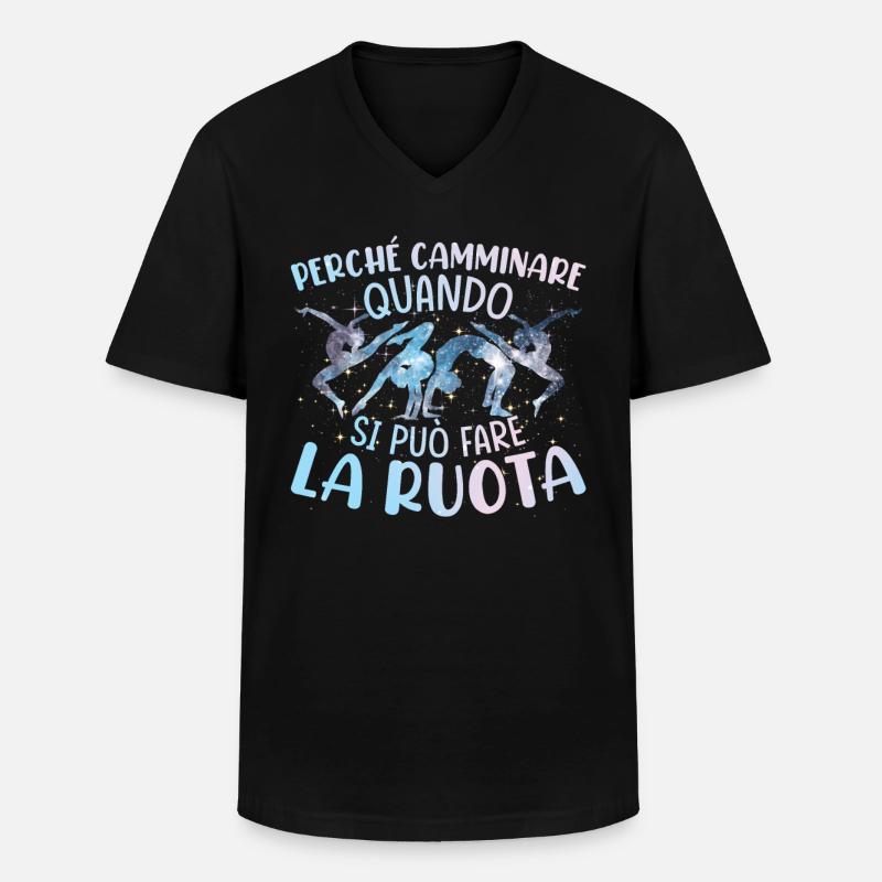 Perché camminare quando si può fare la ruota - Maglietta da uomo classica con scollo a V - nero