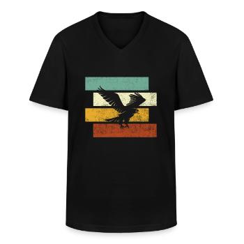 Adler Retro - Men's V-Neck T-Shirt - black - Front - AI Model Male 178 dark (178cm)