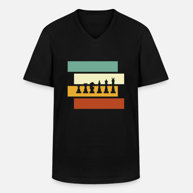 Schach Retro - Männer-T-Shirt mit V-Ausschnitt - Schwarz