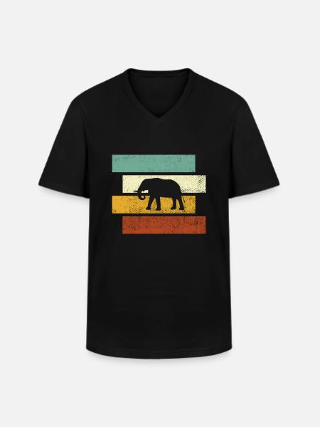 Elefant Retro - Männer-T-Shirt mit V-Ausschnitt - Schwarz