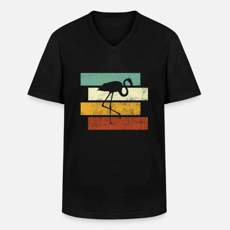 Flamingo Retro - Männer-T-Shirt mit V-Ausschnitt - Schwarz