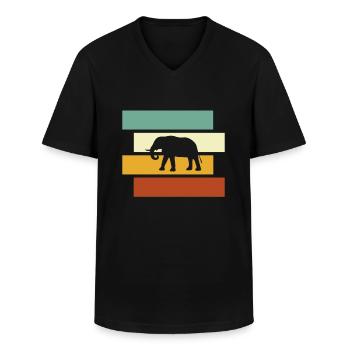 Elefant Retro - Männer-T-Shirt mit V-Ausschnitt - Schwarz - Vorne - AI Model Male 178 dark (178cm)