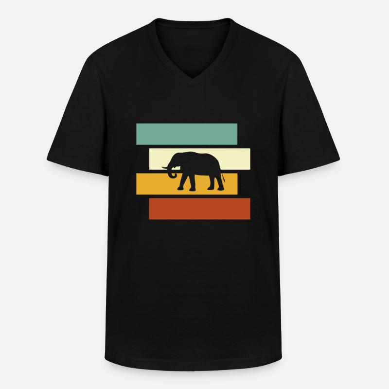 Elefant Retro - Männer-T-Shirt mit V-Ausschnitt - Schwarz