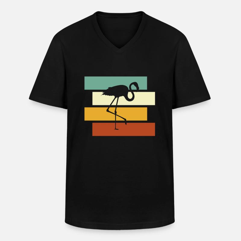 Flamingo Retro - Männer-T-Shirt mit V-Ausschnitt - Schwarz