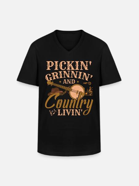 Musique country - T-shirt col V Homme - noir