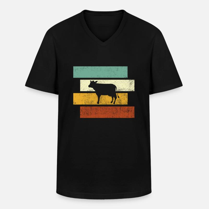 Kuh Retro - Männer-T-Shirt mit V-Ausschnitt - Schwarz