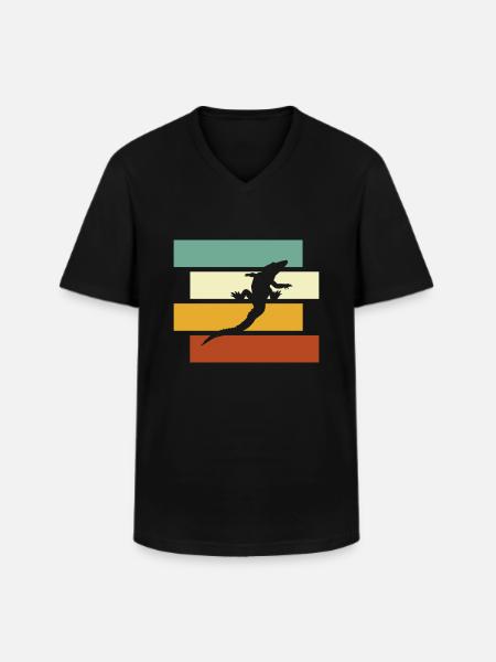 Krokodil Retro - Männer-T-Shirt mit V-Ausschnitt - Schwarz