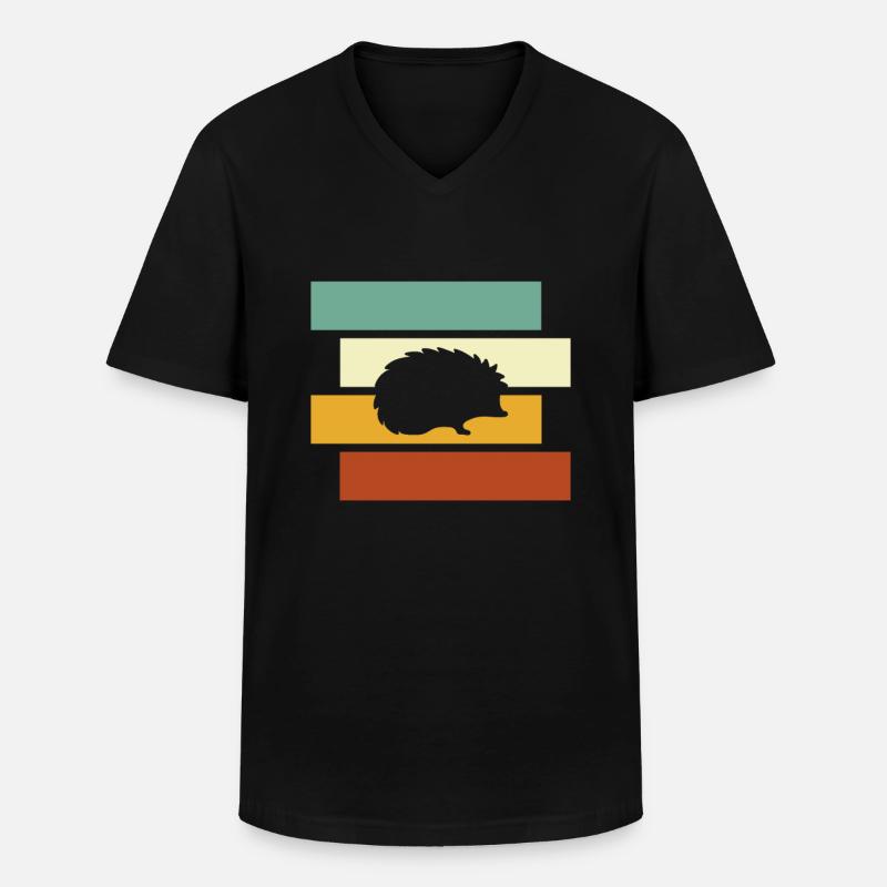 Igel Retro - Männer-T-Shirt mit V-Ausschnitt - Schwarz