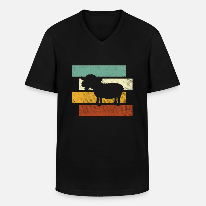 Schaf retro - Männer-T-Shirt mit V-Ausschnitt - Schwarz