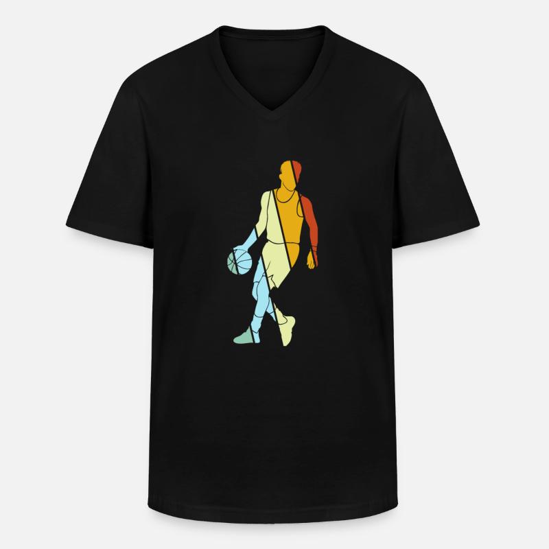 Basketballer Retro - Männer-T-Shirt mit V-Ausschnitt - Schwarz