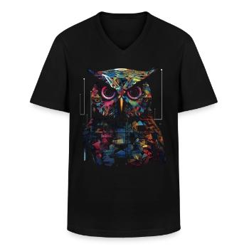 Eule Nachtvogel Vogel Tier Geschenk Kunst - Männer-T-Shirt mit V-Ausschnitt - Schwarz - Vorne - AI Model Male 178 dark (178cm)
