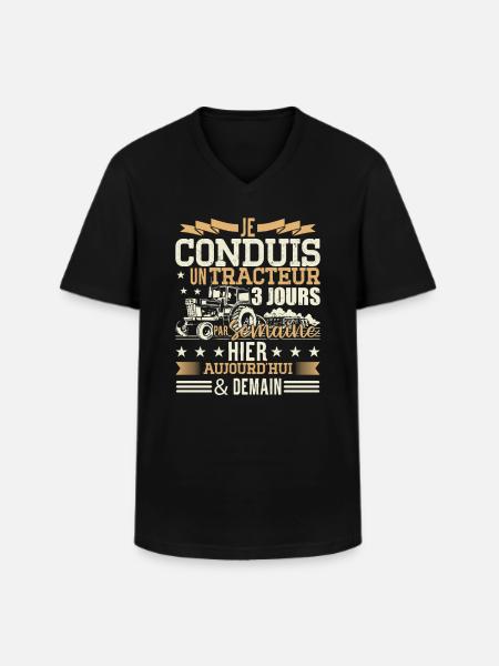 Fermier Tracteur Paysan Agriculteur - T-shirt col V Homme - noir
