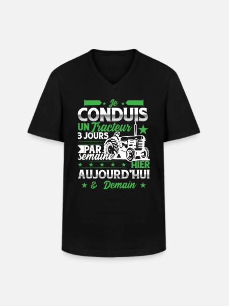 Je Conduis Un Tracteur - T-shirt col V Homme - noir