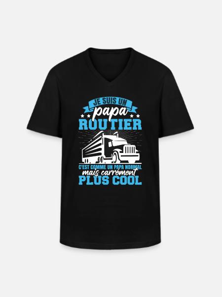 Je Suis Un Papa Routier - T-shirt col V Homme - noir
