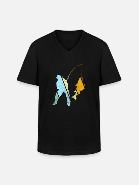 Fishing Retro - Men's V-Neck T-Shirt - black