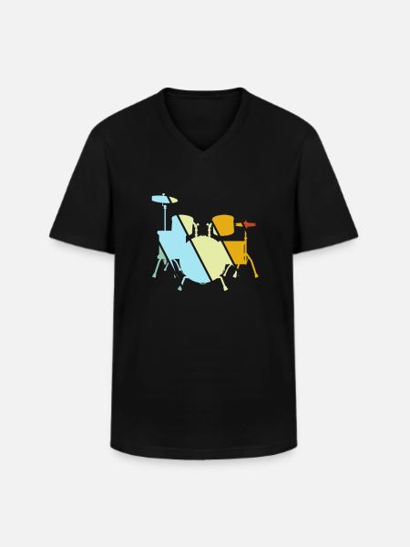 Drums Retro - Men's V-Neck T-Shirt - black
