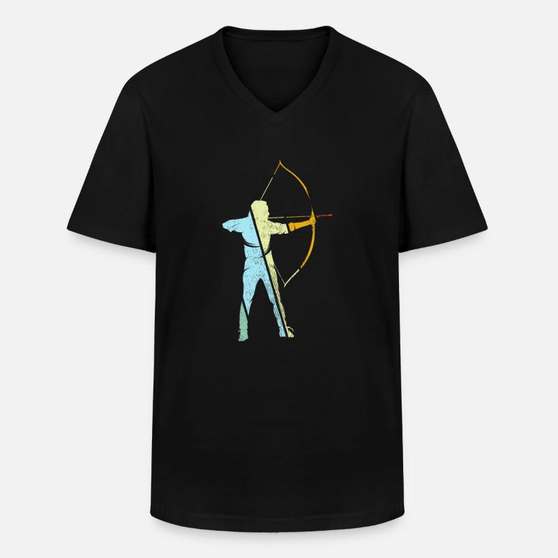 Bogenschießen Retro - Männer-T-Shirt mit V-Ausschnitt - Schwarz