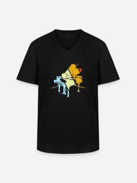 Klavier Retro - Männer-T-Shirt mit V-Ausschnitt - Schwarz