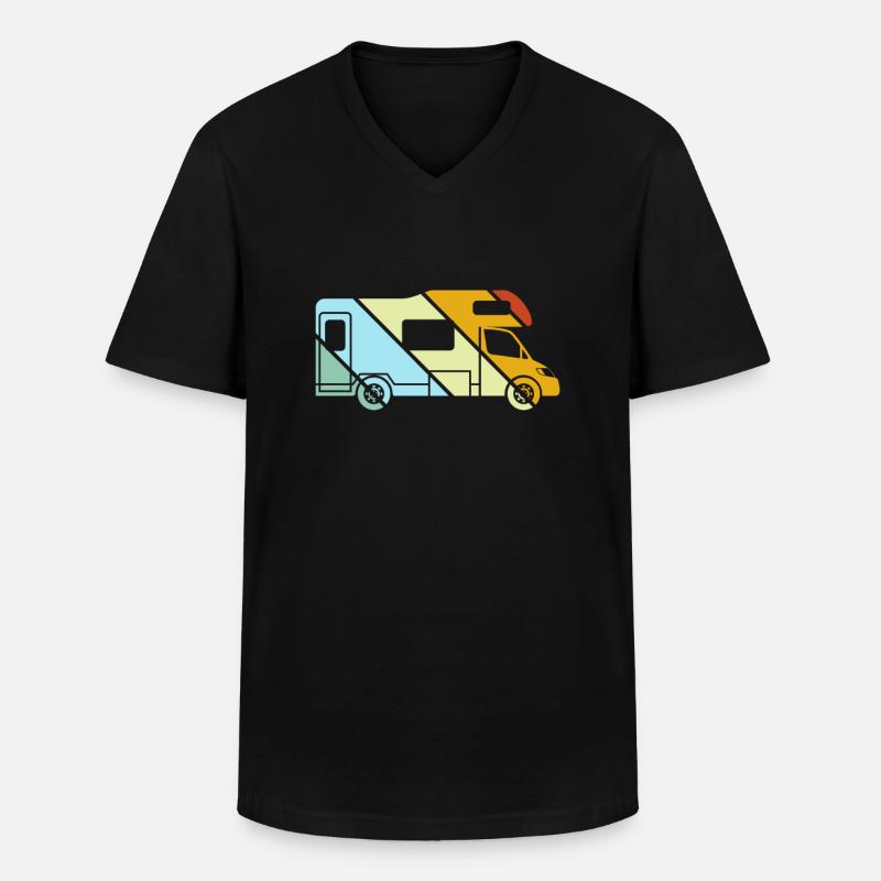 Wohnmobil Retro - Männer-T-Shirt mit V-Ausschnitt - Schwarz