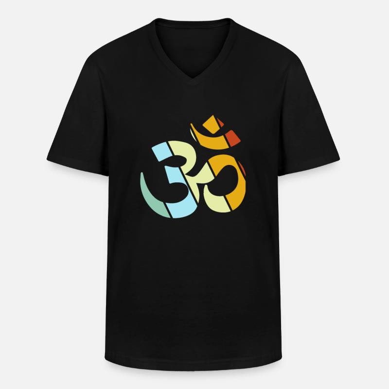 Meditation Retro - Männer-T-Shirt mit V-Ausschnitt - Schwarz