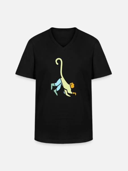 Monkey Retro - Men's V-Neck T-Shirt - black