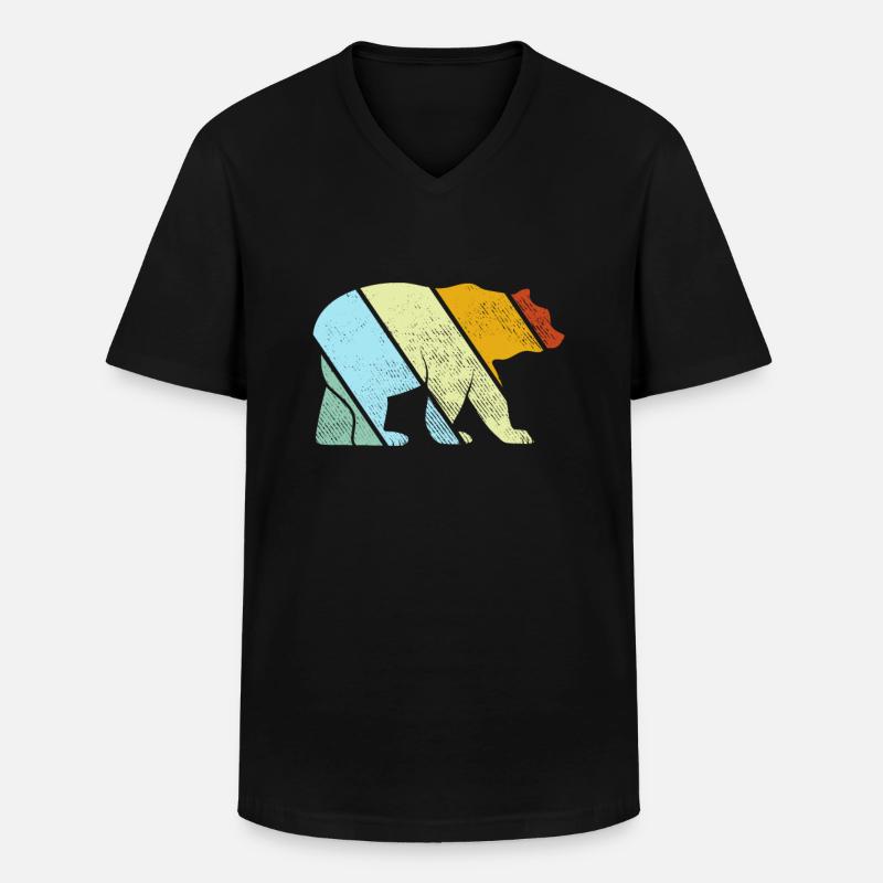 Bär Retro - Männer-T-Shirt mit V-Ausschnitt - Schwarz