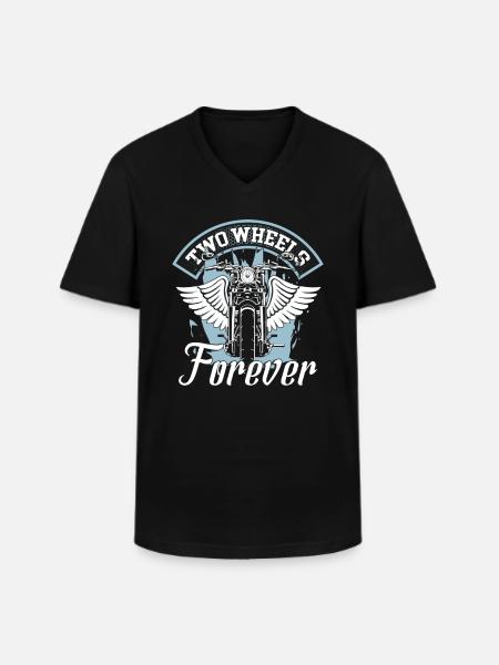 Two Wheels Forever - Men's V-Neck T-Shirt - black