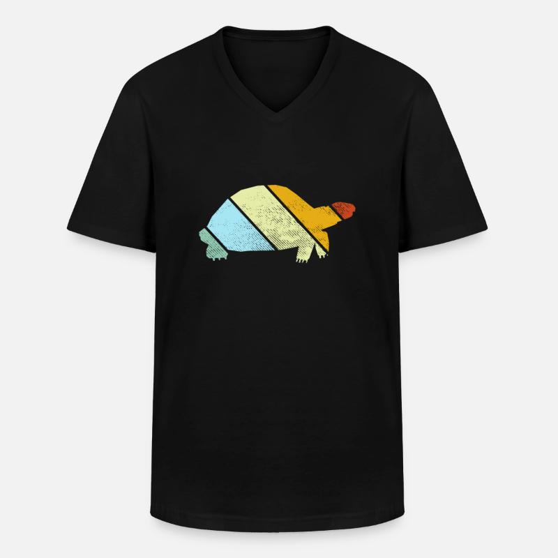 Turtle Retro - Men's V-Neck T-Shirt - black