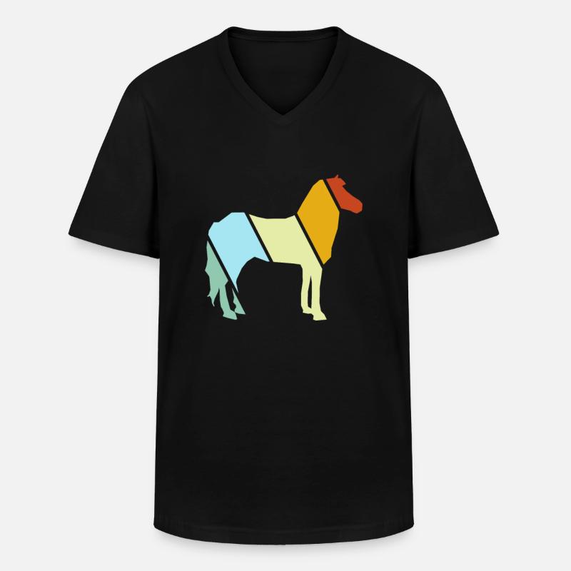Pferd Retro - Männer-T-Shirt mit V-Ausschnitt - Schwarz