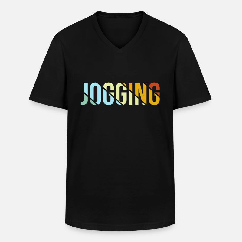 Jogging Retro - Männer-T-Shirt mit V-Ausschnitt - Schwarz