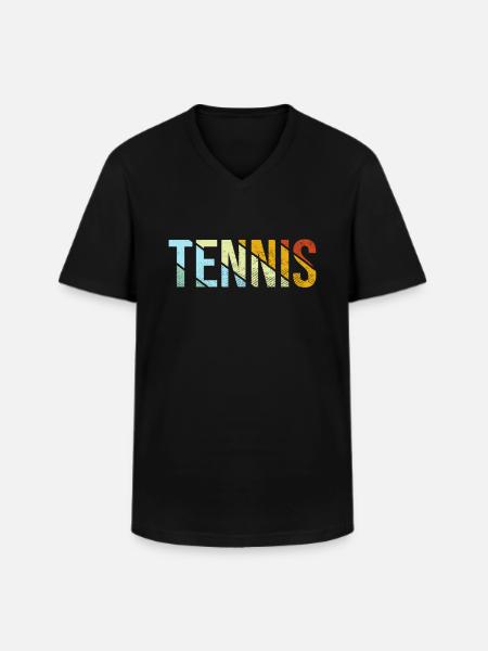 Tennis Rétro - T-shirt col V Homme - noir