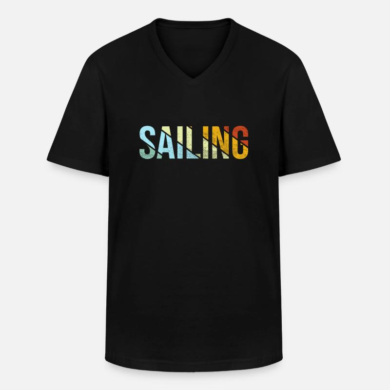Segeln Retro - Männer-T-Shirt mit V-Ausschnitt - Schwarz