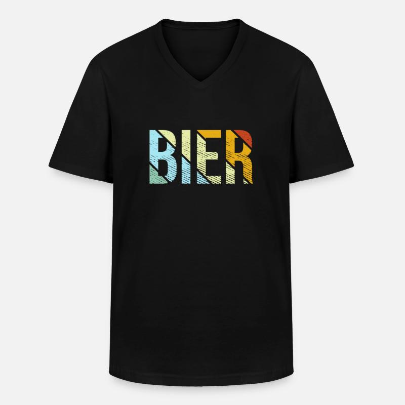 Bier retro - Männer-T-Shirt mit V-Ausschnitt - Schwarz