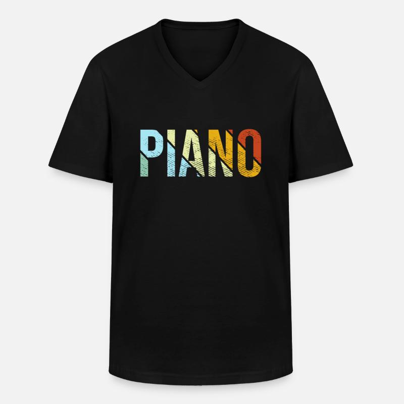 Klavier Retro - Männer-T-Shirt mit V-Ausschnitt - Schwarz