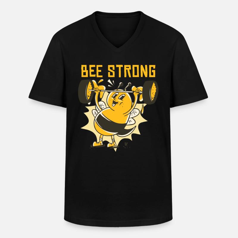 Biene stark - Männer-T-Shirt mit V-Ausschnitt - Schwarz