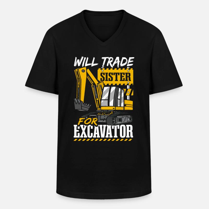 Wird Schwester gegen Bagger eintauschen - Männer-T-Shirt mit V-Ausschnitt - Schwarz