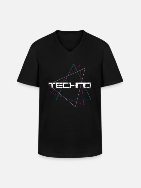 Techno - Men's V-Neck T-Shirt - black