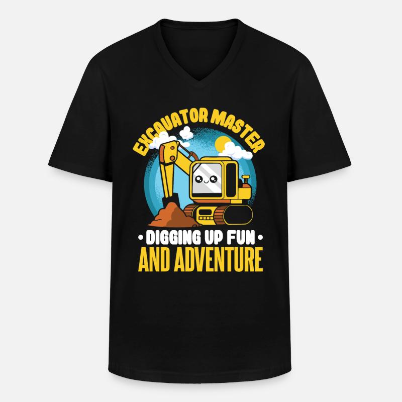 Bagger Master Kleinkind Baufahrzeug - Männer-T-Shirt mit V-Ausschnitt - Schwarz
